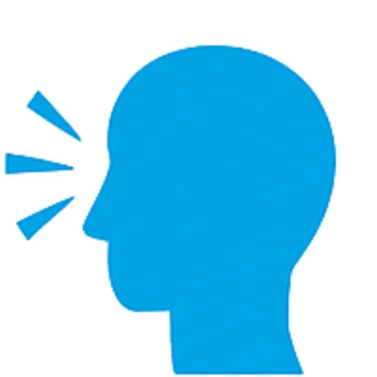 Silhouette of a head with lines indicating speaking or shouting.