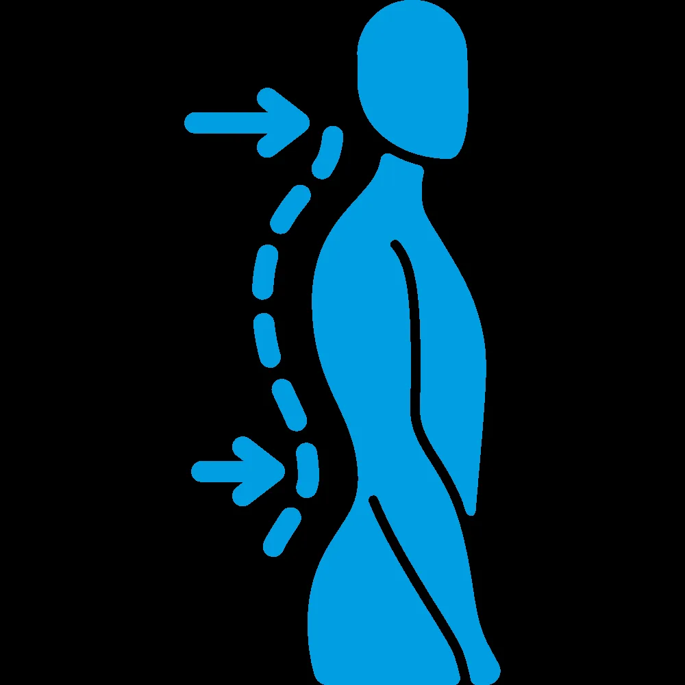 Diagram showing proper sleeping position to reduce neck strain, with arrows indicating the head and neck alignment in a lateral view.